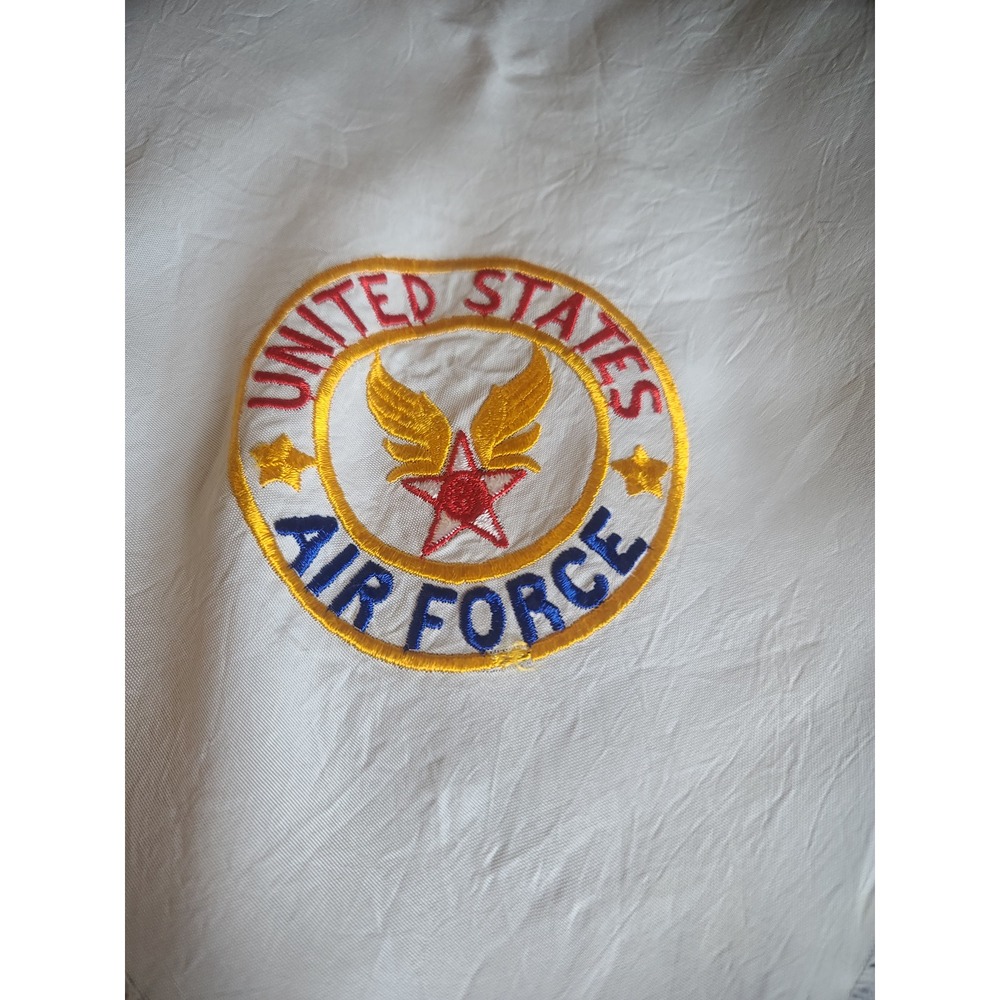 Vintage United States Air Force Silk Scarf White 33 Inch Square USAF Embroidered